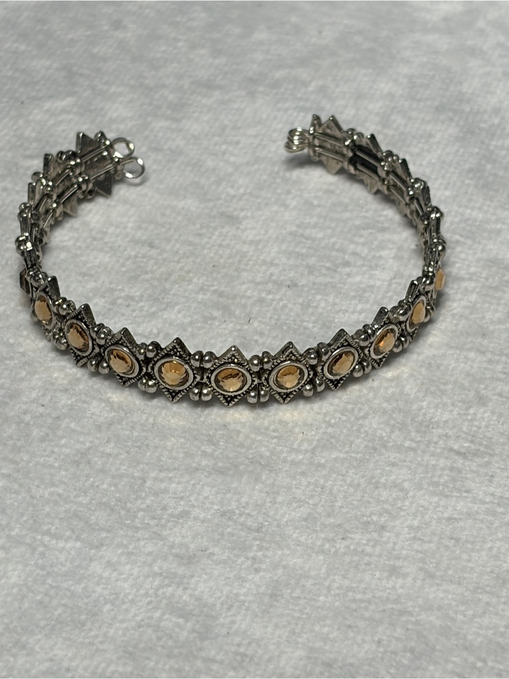 Sterling Silver-Tone Memory Wire Bracelet with Champagne Stones